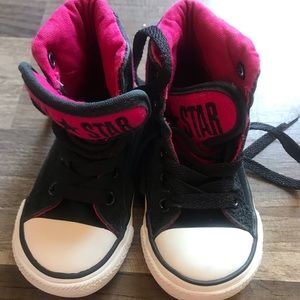 Black and Hot Pink Toddler Size 5 Hi-Top Converses